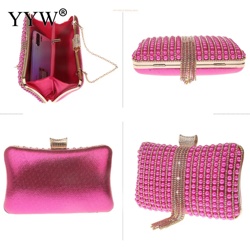 Женский красный клатч с кисточками сумочка жемчужными бусинами роскошные