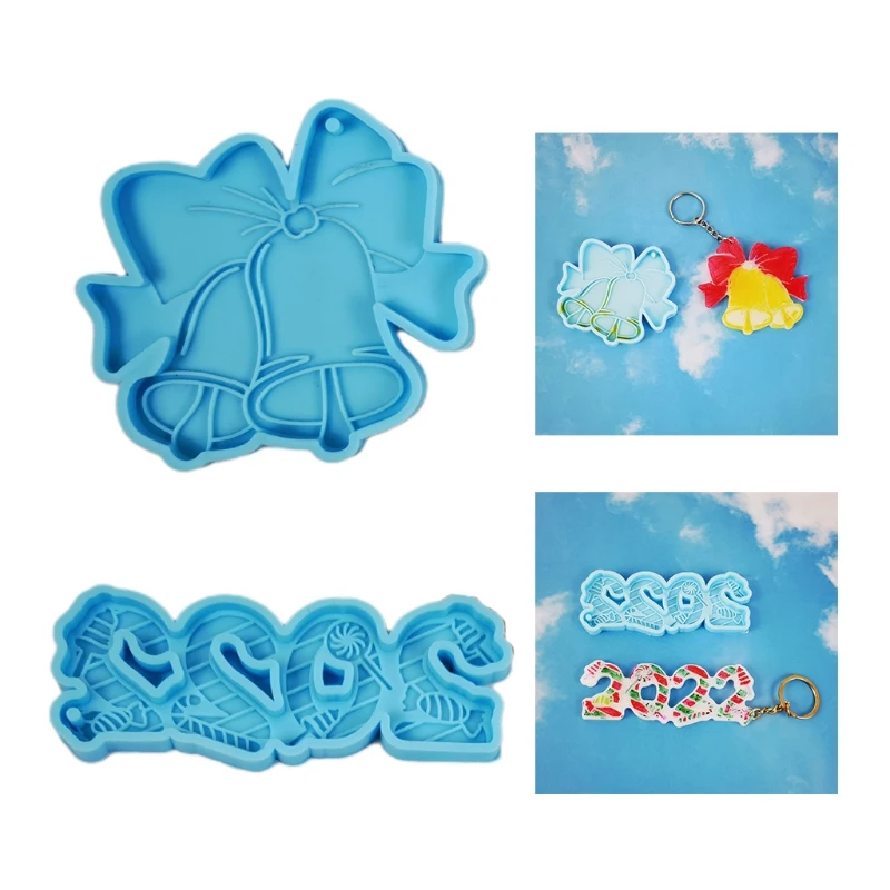 

Christmas Keychain Epoxy Resin Mold Earrings Pendants Silicone Mould DIY Crafts Jewelry Necklace Casting Tool