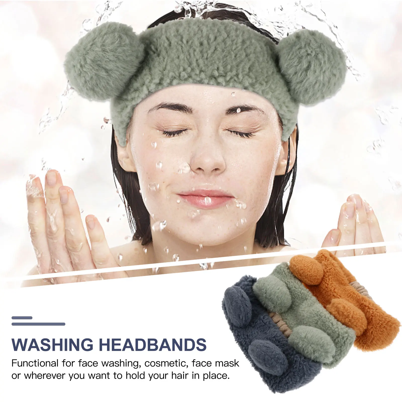 

3pcs Spa Facial Makeup Headbands Panda Ears Washing Towels Sports Headbands Face Washing Headbands Makeup Hair Bands For Female