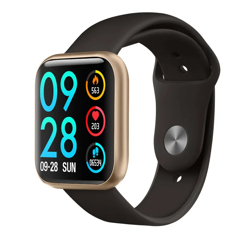 gold silicone strap Смарт-часы P80 группа IP68 Водонепроницаемый Полный сенсорный экран динамический пульсометр Монитор артериального давления спортивные часы для здоровья - Цвет: gold silicone strap