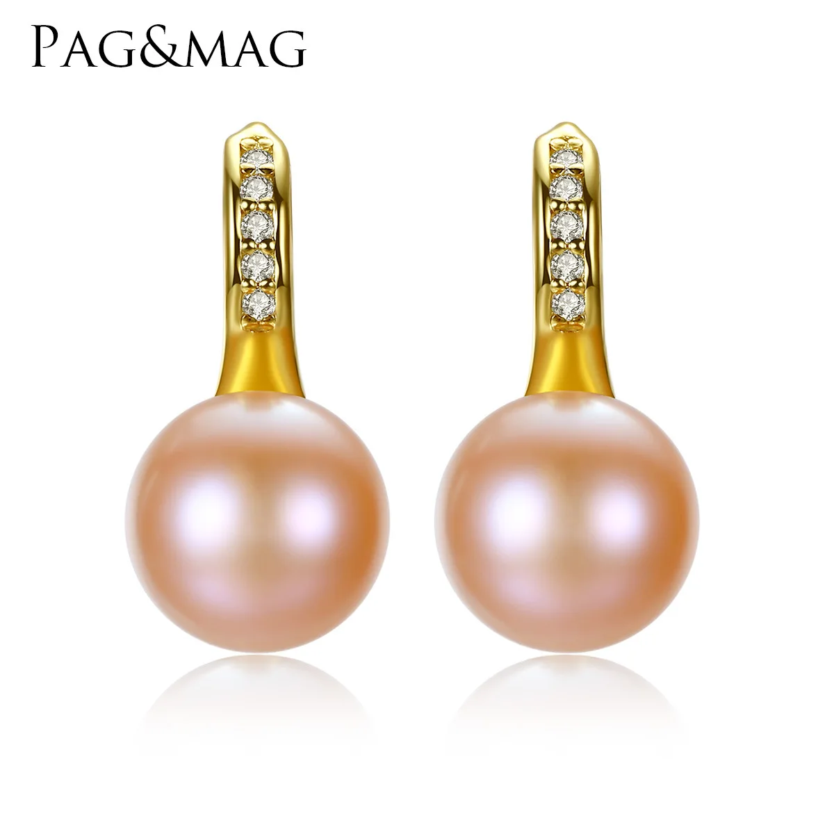 

PAG-MAG S925 Pure Silver Natural Bright Light Shantou Pearl Ear Nails Electroplating 18K Earrings