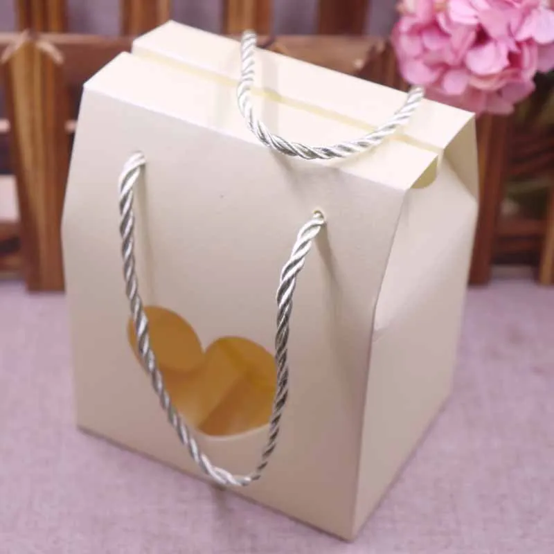 20pcs Paper Clear Rectangle Window Box multi color Candy Boxes With Handle Snack Cookie Chocolates Gifts box for wedding - купить по