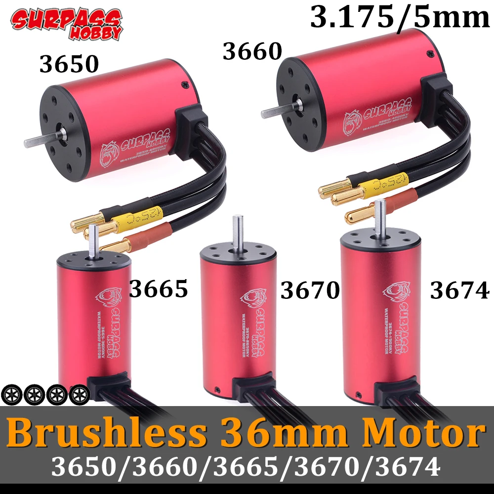 Водонепроницаемый бесщеточный двигатель SURPASS HOBBY 3650 3660 3665 3670 3674 RC Motor 2S 3S для 1/8 1/10