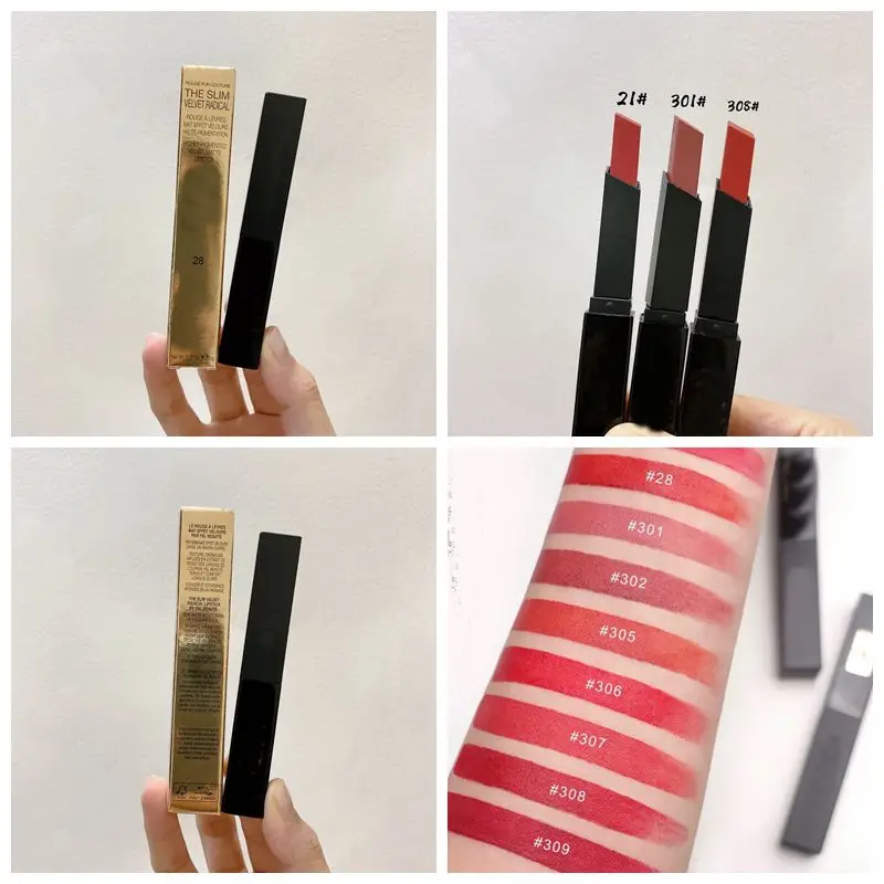 

High Quality New Latest Rouge Pur Couture The Slim Matte Lipstick 2g Makeup Lip Gloss Cosmetics Waterproof+GIF