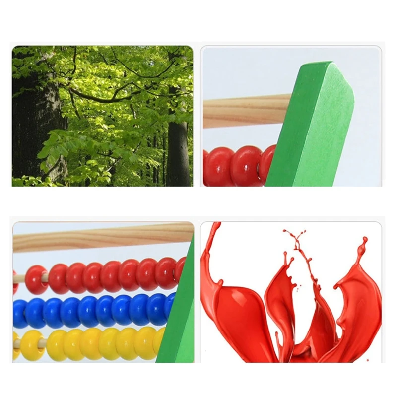 

Wooden Abacus 10-row Colorful Beads Counting Kid Maths Learning educational toy