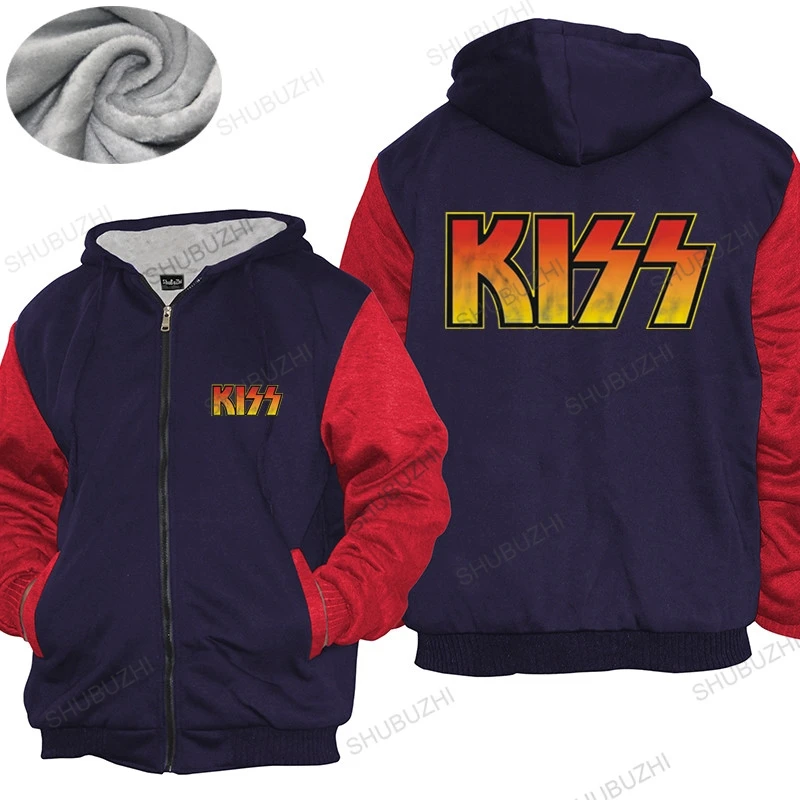 

Мужские толстовки, зимнее Брендовое теплое пальто Kiss с винтажным логотипом, толстовка с капюшоном, официальное толстое худи Rock shubuzhi, теплое ...