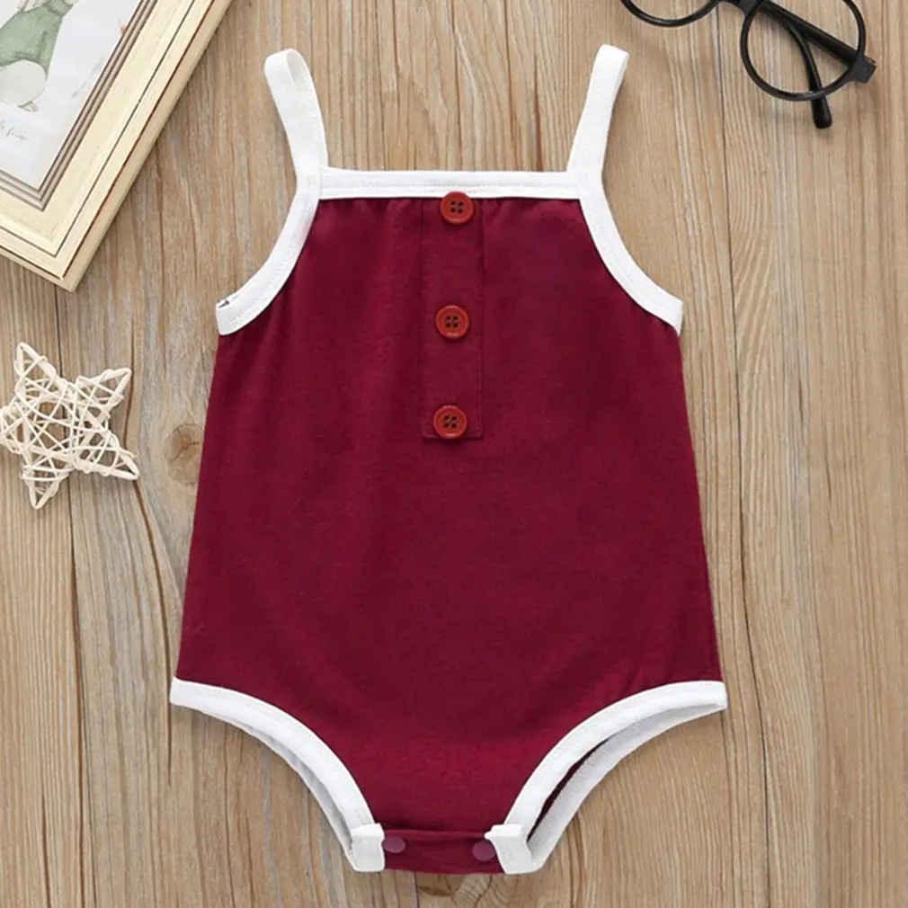 

2020 Body Baby Bodysuit Newborn Baby Girl Clothes Summer Solid Sleeveless Sling Bodysuit Jumpsuit Shorts Daily Clothes 0-36M