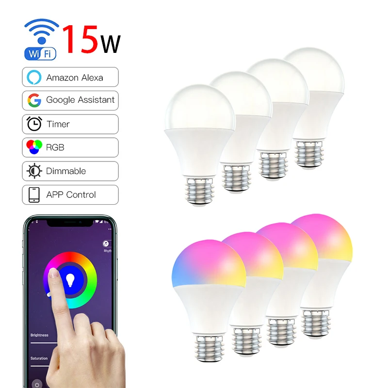 

Smart Home Cozylife 15W WiFi Smart Light Bulb E27 E26 B22 Dimmable RGB+CCT Smart Light Bulb Voice Control For Alexa Google Home