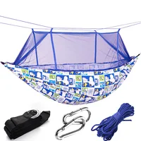 Thickened canvas hammock with mosquito account outside anti-mosquito anti-rollover double swing to send tied tree straps