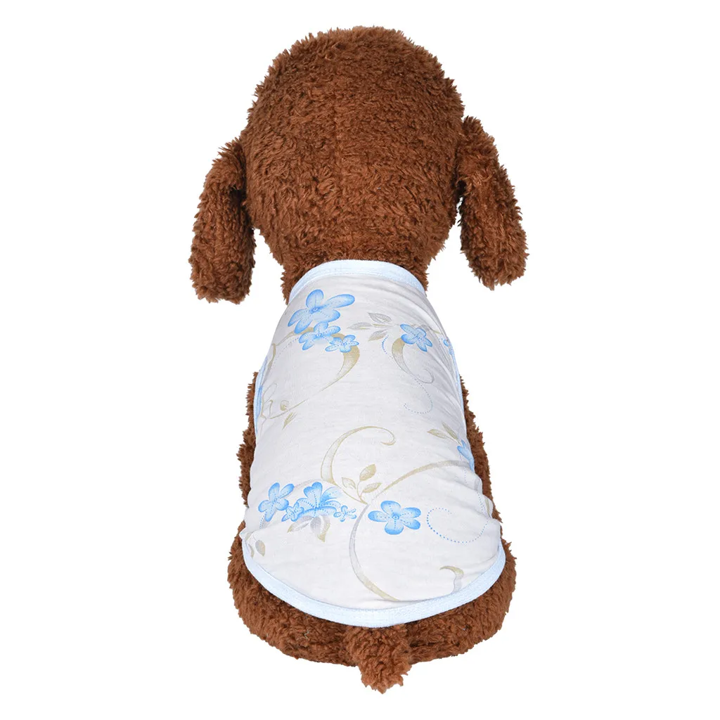 Transer собак Футболка голубого цвета модная с цветочным узором ПЭТ жилет летние