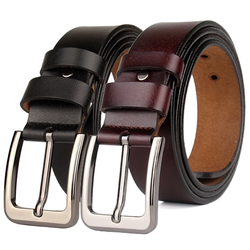 Real Genuine Leather Belts for Man Top Quality Male Casual Alloy Pin Buckle Belt Men Luxury Brand Design 2023 Waist Jeans  Belt