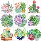 HUACAN 5D DIY алмазная живопись суккуленты полностью квадратные круглые рукоделие искусство Алмазная вышивка цветок вышивка крестиком ручной работы подарок