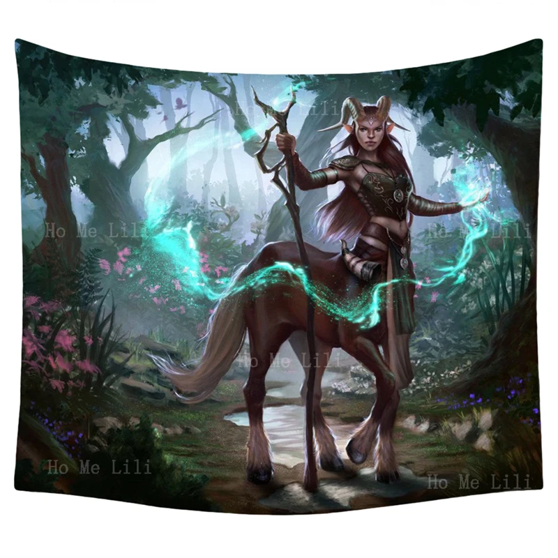 

Centaur Fantasy Luminos Girl Art Man Horse Sunlight Creature Forest Horns Mythology Warrior Tapestry By Ho Me Lily Wall Hanging