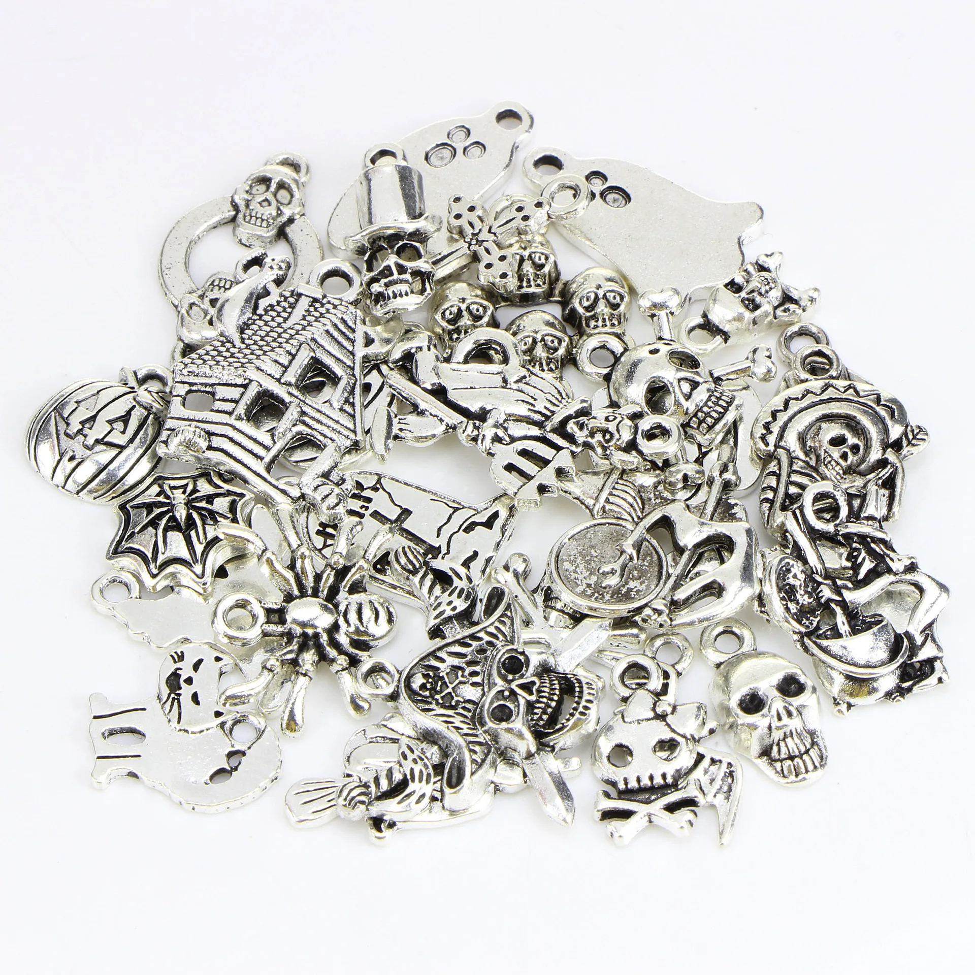Хэллоуин Цвет: старое серебро аксессуары 30 штук призраков кошки Скелет Браслеты