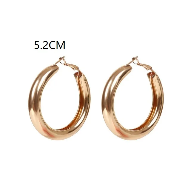 C gold 5.2cm AOMU, хип-хоп, широкие маленькие серьги-кольца, для женщин, высокая полировка, медное покрытие, круглые серьги, мужские серьги, пирсинг, ювелирное изделие, 3,3 см - Окраска металла: C gold 5.2cm