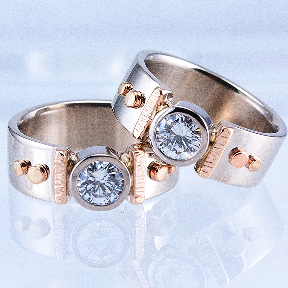 Huitan серебро Цвет/розовое золото Цвет микс недавно женское кольцо с солитерами