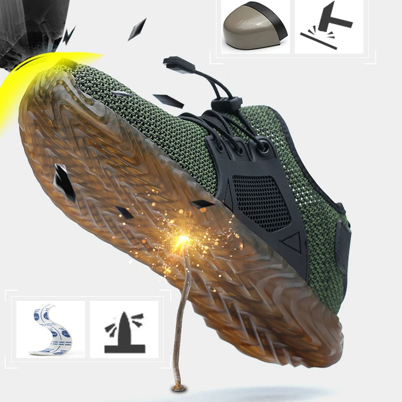 Direct Delivery Men And Women Steel Toe Air Safety Boots Indestructible Ryder Shoes Anti Puncture Breathable Work Shoes Sneakers