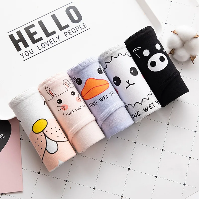 Бесшовные трусики с принтом милое мультяшное хлопковое нижнее белье для девочек