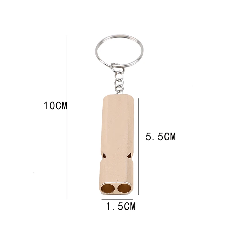 

Stainless Steel Whistle With Keychain Outdoors High Decibel Portable Double Pipe Emergency Survival Whistle Multifunction Tool