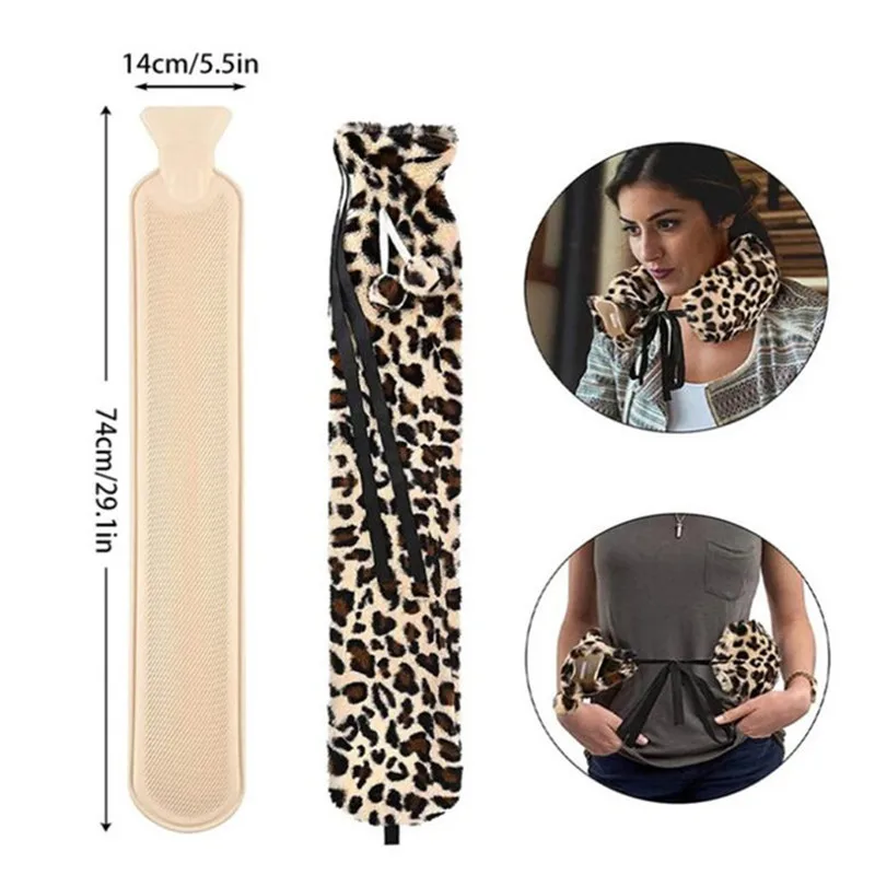

72cm Hot Water Bottle Bag Faux Fur Removable Cover Shoulder Neck Foot Hand Warmer Winter Warm Pain Relief Therapy Gift
