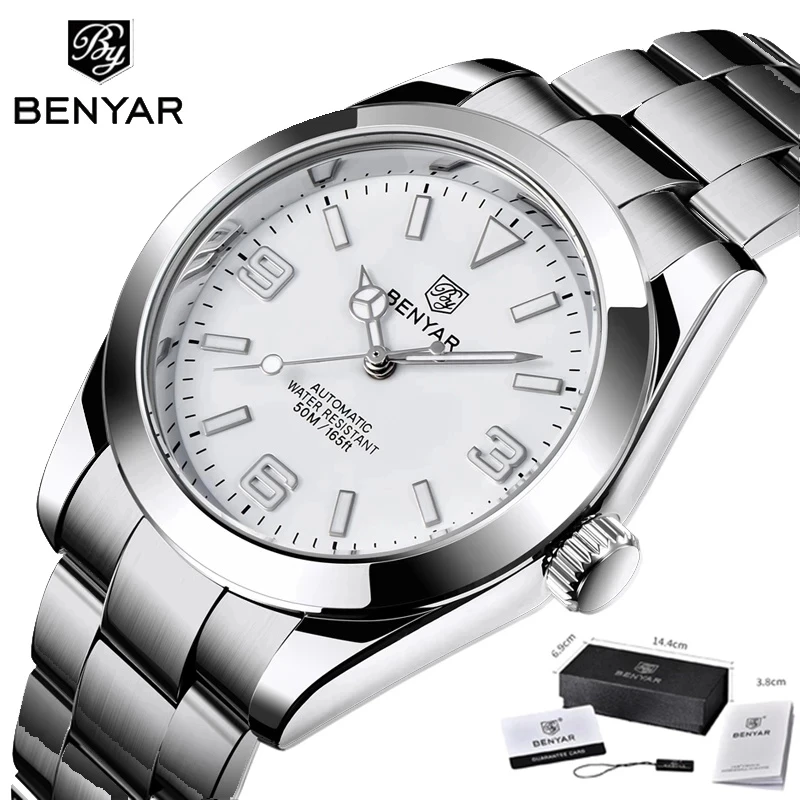 Automatic Mechanical Men's Watch BENYAR 2021 Top Brand Luxury Wristwatch Men's Stainless Steel Waterproof Luminous Wristwatches