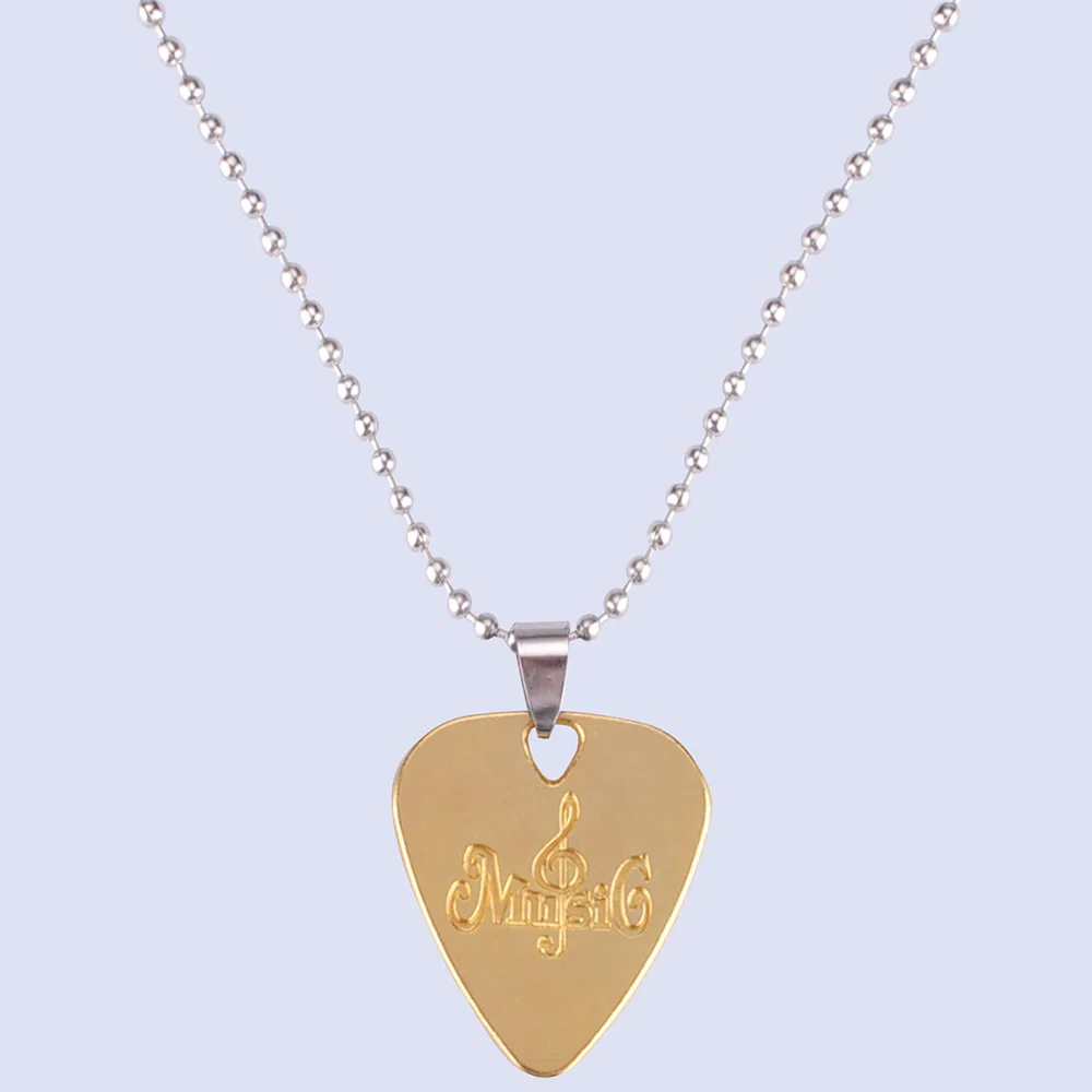 1pc metall akustische elektrische gitarre bass halskette pick durable edelstahl dünne vermittler pick mit kette für guitarra free global shi