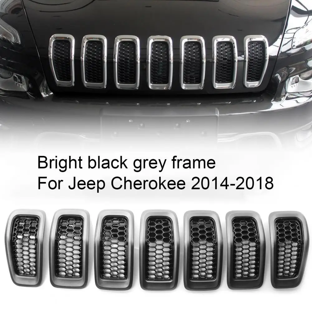 

7Pcs/Set Center Grille High Strength Anti-scratch Grey Bezel Gloss Black Mesh Grill Replacement 68303626AA 68303626AB 68303626AC