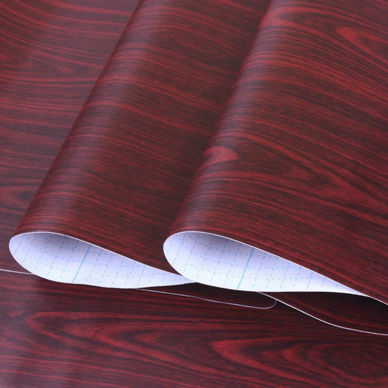 

2021Black Red wood grain Thicken wallpaper film furniture kitchen cabinet PVC self-adhesive stickers kitchen vinyl wallpaper