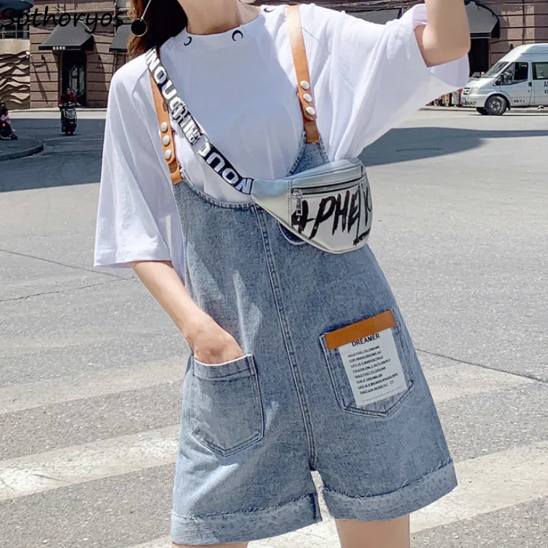 

Rompers Women Sleeveless Denim Stylish 2XL Loose Comfortable Pockets Fashion Teens All-match Korean Style Streetwear Trendy