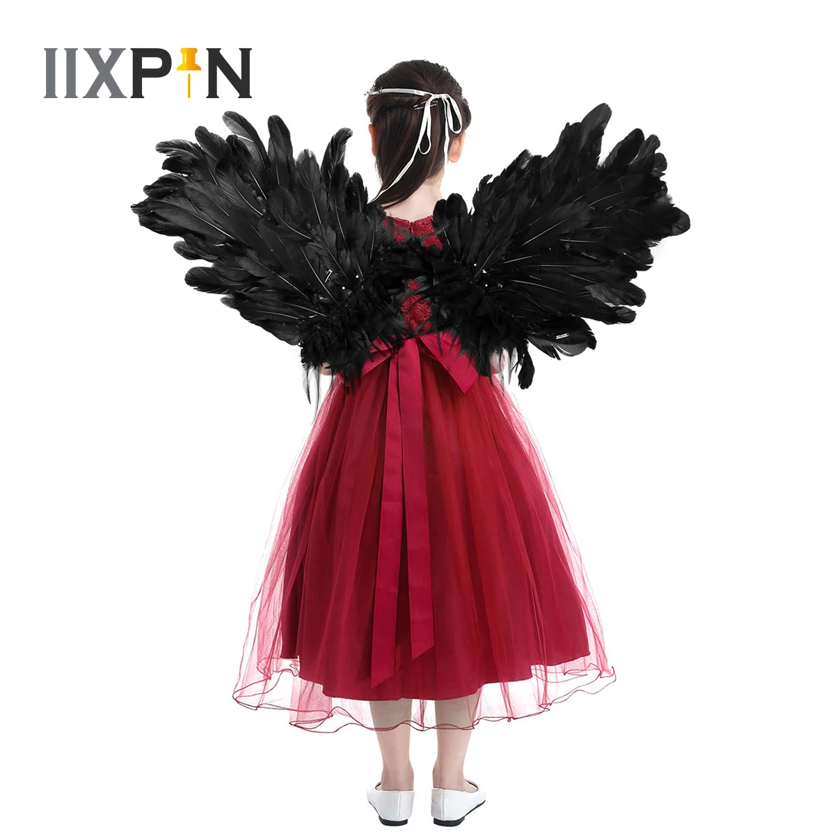 Кружевные крылья из натуральных перьев для танцевальной вечеринки косплей