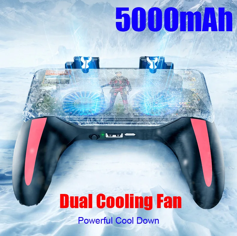 Геймпад Pubg контроллер двойной крутой вентилятор 5000 мАч Powerbank игровой контроллер Android джойстик мобильный H10 игровой коврик