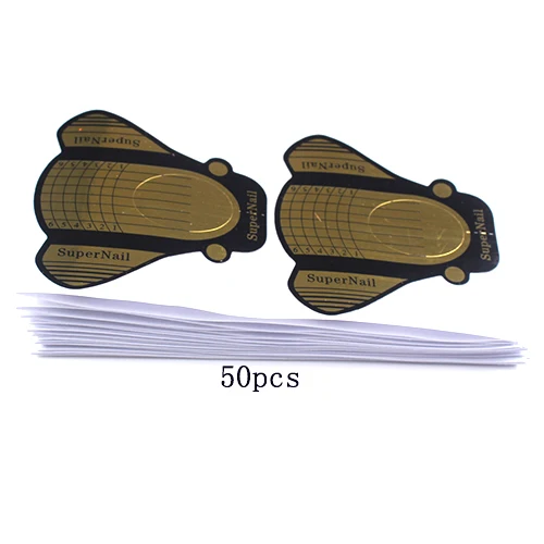 Finger Angel 50/100/500 шт. форма ногтей советы Золотой дизайн ногтей руководство Бумага кривой ногтей УФ-гель для ногтей Французский инструментов "сделай сам" - Цвет: 50pcs