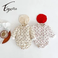 engepapa 2021 winter toddler baby jumper clothing winter baby girl flower thickened coatoverall romper 2pcs suit