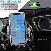 motorcycle gps phone holder wireless charging navigation support bracket for road glide 1996 up clutch rake perch mounts