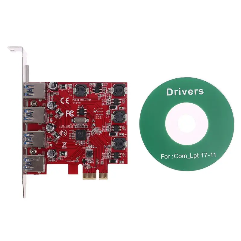 Плата расширения VL805 с 4 портами PCI-E на USB 3 0 независимый источник питания