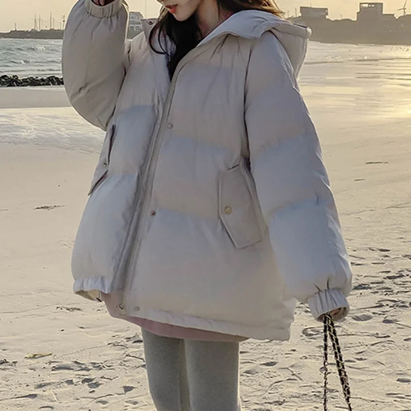 

Women's Winters Coats 2020 Korean style Hooded Winter Jacket Women Thick Quited Cotton Parka Oversize Loose Jackets