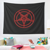inverted pentagram with baphomet goat tapestry psychedelic colorful wall hanging tapestries dorm wall art yoga mat