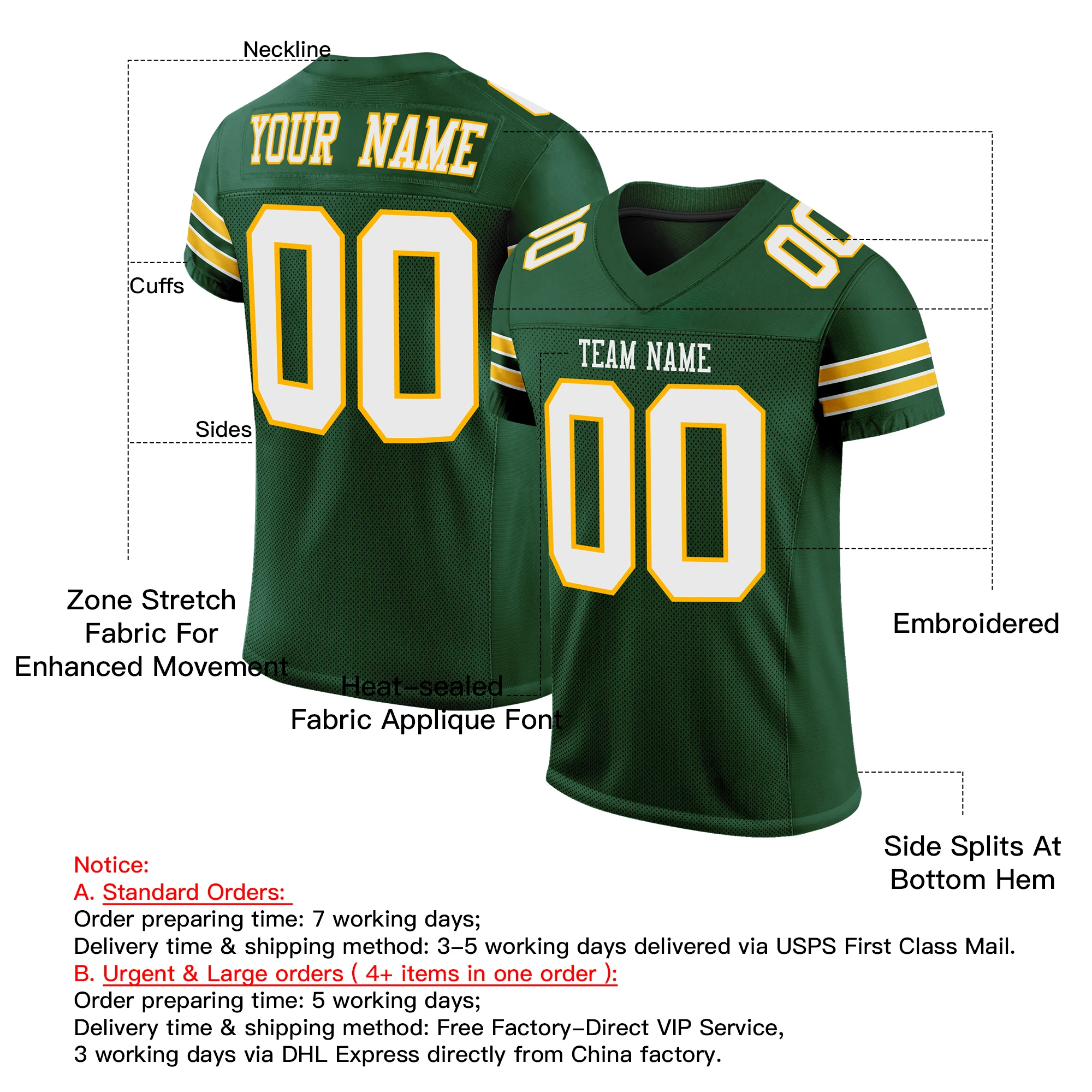 Custom Football Jersey Sewing Team Player Name Number Washable Dry-comfort Sports Shirts For Men/Kids Big Size Outdoor