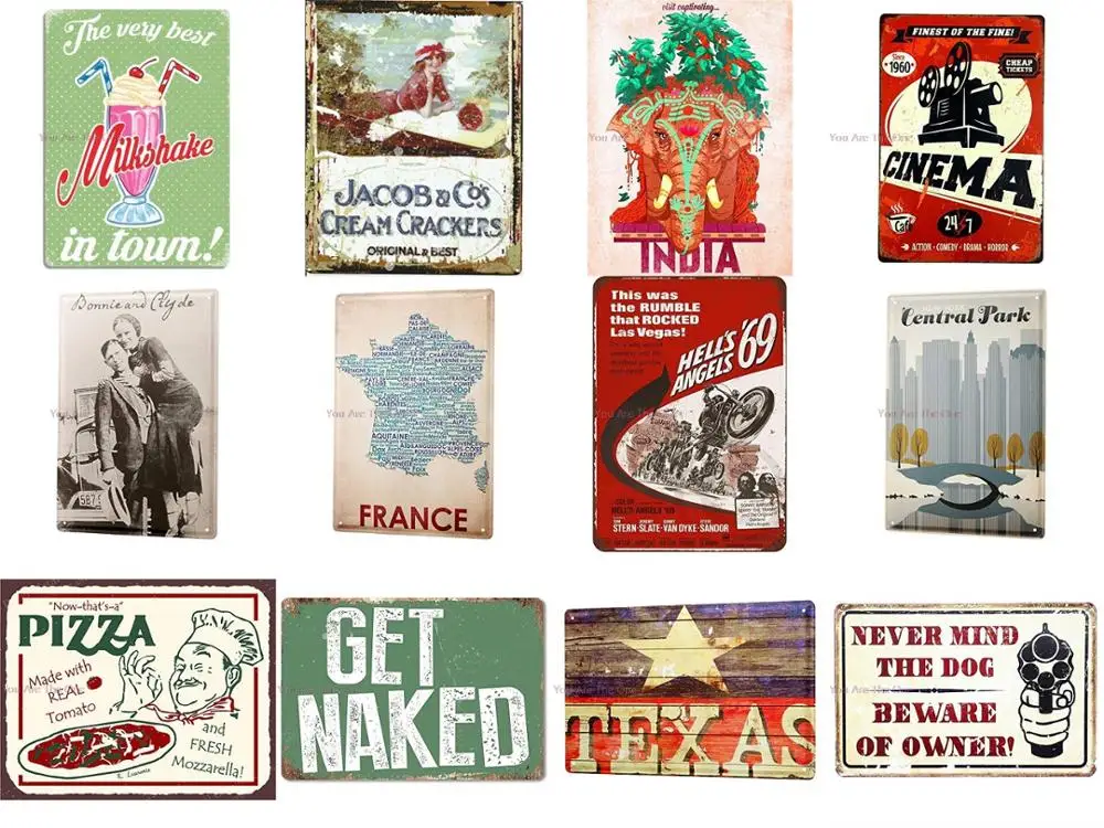 Знаки олова шесть пиццы цветы ретро Винтаж жестяная металлическая табличка клуб