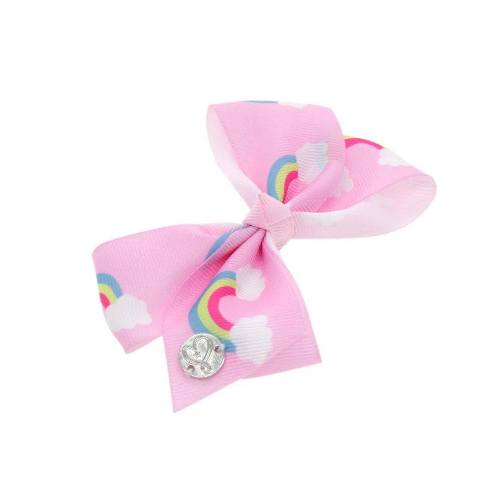 

6Pieces/Set Jojo Siwa BOWS Rainbow Printed Unicorn Knot Ribbon Bow Girls Handmade Boutique Hair Clip Children Hair Accessoriess