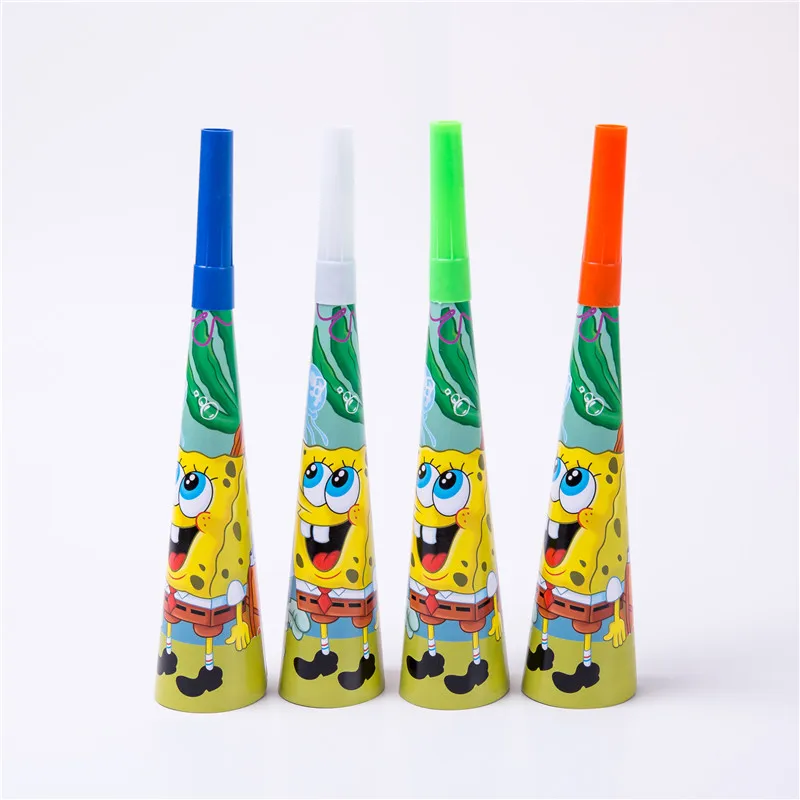 Horn(6 pcs) Губка Боб Патрик звезда вечерние принадлежности День Рождения украшения детские бумажные тарелки и стаканы соломинки баннер для вечеринки в честь Дня рождения детский душ - Цвет: Horn(6 pcs)