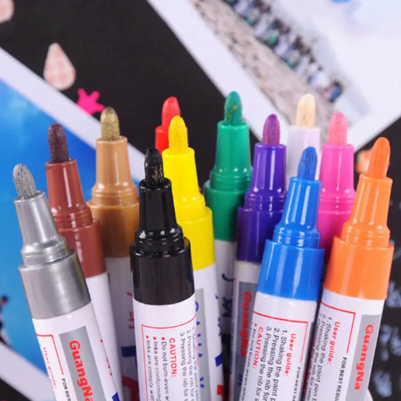 

12pcs Acrylic Paint Marker Pens Permanent Art Rock Metal Glass Pebble Waterproof Painting Pens Set Drawing Supplies