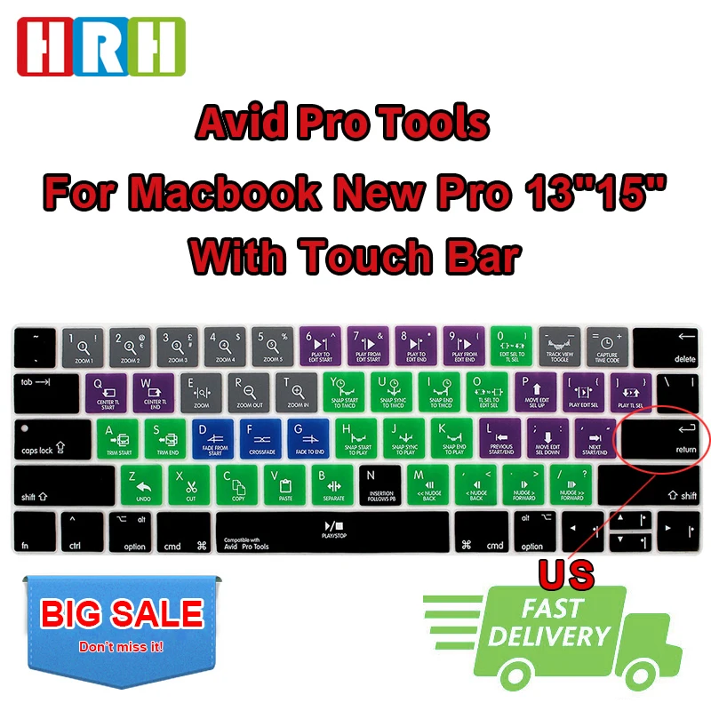 Защитный чехол для клавиатуры HRH Avid Pro силиконовый Macbook 13 дюймов A1706 A1989 A2159 15 A1707 A 90