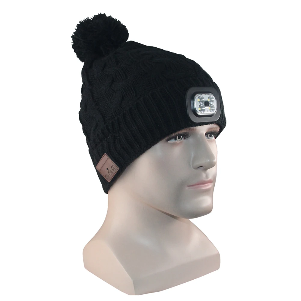 

Зимняя Шапка-бини с Bluetooth, Шапка-бини унисекс, Мягкая вязаная шапка, Встроенные беспроводные наушники, умная шапка, стереогарнитура со свети...