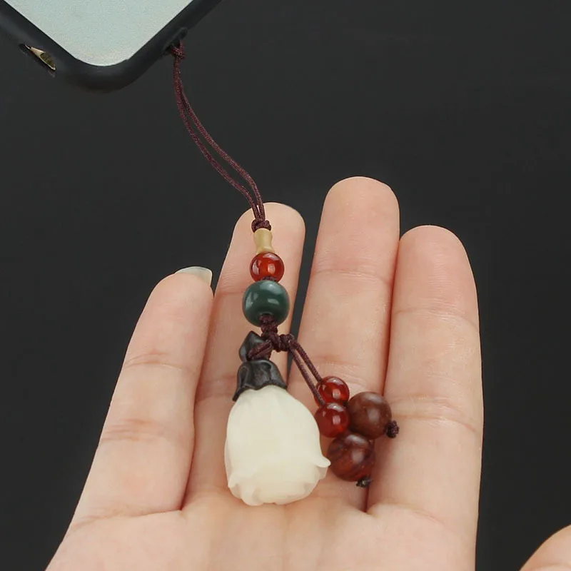 

Chinese element personality creative retro bodhi tulip phone chain couple short anti-lost shell lanyard pendant bag ornaments