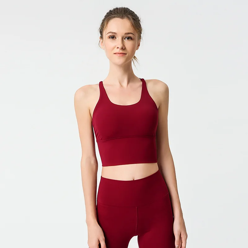 

Fitness Sports Bra for Women Push Up Solid Cross Back Yoga Running Gym Training Workout Femme Padded Underwear Crop Tops Female