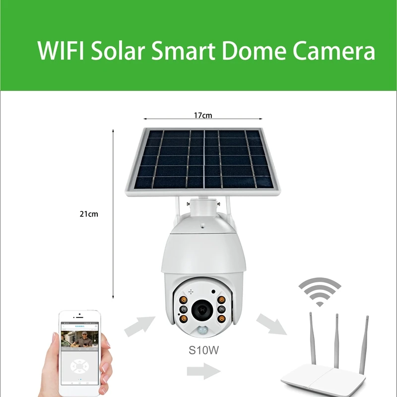 S10 Solar Alert Smart Ptz Camera 1080P Night Vision Wifi Cloud Storage Two Way Audio Suitable for Outdoor Office