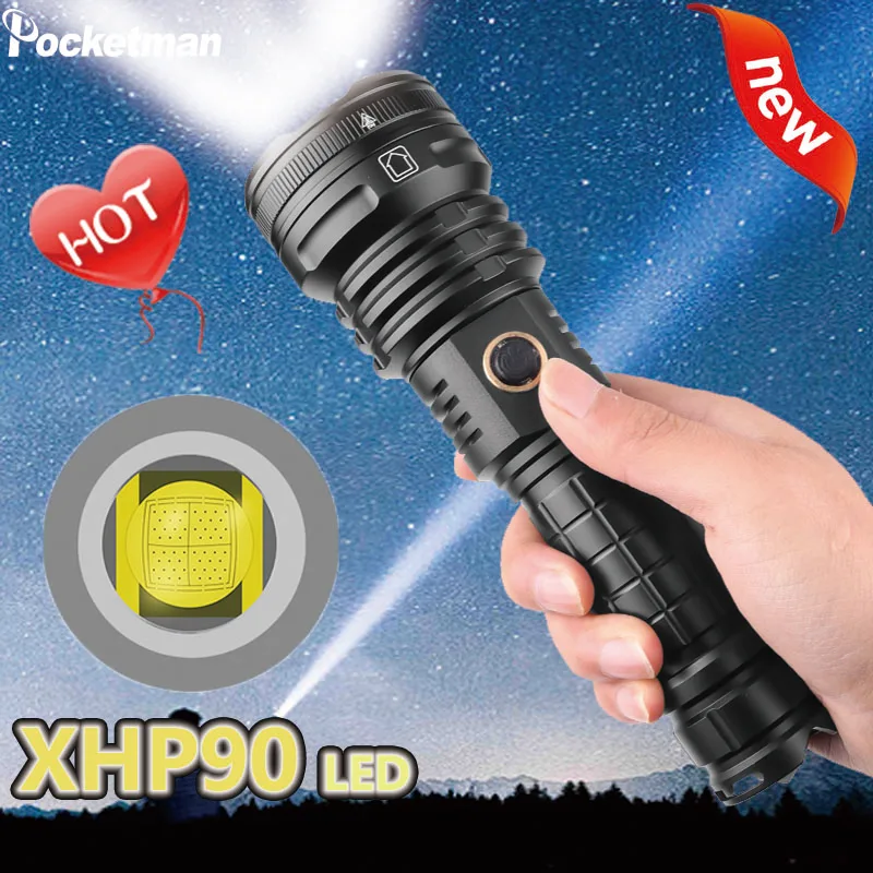 Светодиодный тактический Водонепроницаемый фонарик XHP90 5 режимов освещения зум