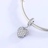 high quality 925 sterling silver bead pendant sparkling zircon heart dangle charms fit original bracelet diy necklace jewelry
