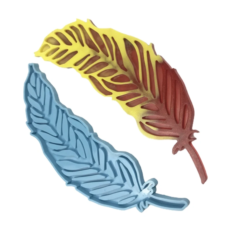 

2 Pcs Love Heart Tray Pad Feather Plate Epoxy Resin Mold Silicone Mould DIY Crafts Decorations Ornaments Casting Tools